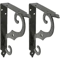 AMIG Plankdrager/steun/muurbeugel Barok - 2x - metaal - zwart - H250 x B190 mm - Tot 100 kg - Plankdragers