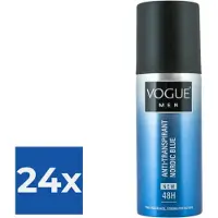 Vogue Men Nordic Blue Anti-Transpirant Deodorant Spray 150 ML - Voordeelverpakking 24 stuks