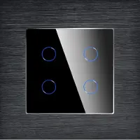 Perfect Switches TOUCH SCHAKELAAR | ALUMINIUM | ZWART | AAN/UIT | VIERVOUDIG | WIFI + RF