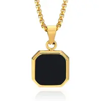 Mendes Ketting met Hanger - 15mm vierkant Goudkleurig en Agaat