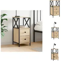 vidaXL Nachtkastje 34x35,5x70 cm bewerkt hout sonoma eikenkleurig
