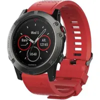 Shop4 - Garmin Fenix 5 Bandje (ook Plus) - Siliconen Rood