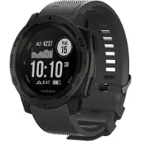 Shop4 - Geschikt voor Garmin Instinct Bandje (ook Solar) - Siliconen Zwart
