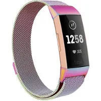 Shop4 - Geschikt voor Fitbit Charge 3 Bandje - Small Metaal Meerkleurig