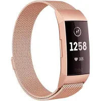 Shop4 - Fitbit Charge 3 Bandje - Small Metaal Rosé goud