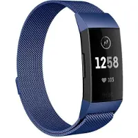 Shop4 - Geschikt voor Fitbit Charge 4 Bandje - Small Metaal Blauw