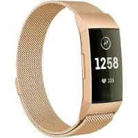 Shop4 - Geschikt voor Fitbit Charge 4 Bandje - Small Metaal Goud