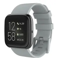 Shop4 - Fitbit Versa Bandje - Large Siliconen Grijs