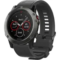 Shop4 - Geschikt voor Garmin Fenix 6X Bandje (ook Pro, Solar en Sapphire) - Siliconen Zwart