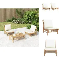 vidaXL Tuinstoelen 2 st met crèmewitte kussens bamboe