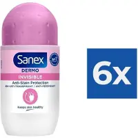 Sanex - Deodorant - Roller - pH Balance Dermo - Invisible - 50ml x 6