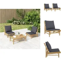 vidaXL Tuinstoelen 2 st met donkergrijze kussens bamboe