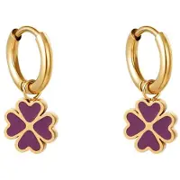 Yehwang Oorbellen -Clover earrings - Paars - Purple- Stainless Steel -