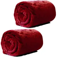 Unique living Enzo Fleece dekens/plaids 2 stuks 130 x 180 cm - fluweel rood - Plaids