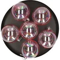 Gerimport Gerim kerstballen - 18x st - transparant parelmoer - 8 cm - kunststof