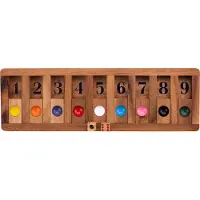 Longfield Shut The Numbers – Houten Dobbelspel – Acaciahout – Inclusief 2 Dobbelstenen – Engelhart