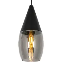 QAZQA Moderne hanglamp zwart met smoke glas - Drop