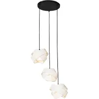 QAZQA Moderne hanglamp zwart met wit 3-lichts - Cloth
