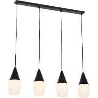 QAZQA Moderne hanglamp zwart met opaal glas 4-lichts - Drop