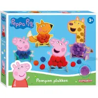 Bambolino toys Peppa Pig pompom plakken - knutselset 4 figuren - creatief speelgoed, peuter, kleuter knutselen - schoencadeau Sint