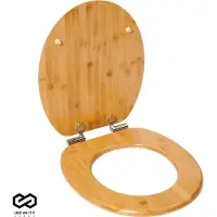 Infinity Goods Bamboe WC Bril Terry - Toiletbril Met Deksel - Soft Close - RVS Scharnieren - Inclusief Bevestigingsmateriaal