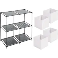 Urban Living Kastmandjes/opberg mandjes - wit - 4x stuks van 29 Liter - Rekje is 67 x 68 cm - Opbergmanden