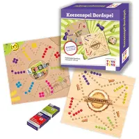 No Brand Keezenspel - Houtlook - Keezen bordspel - Dubbelzijdig - Keezen - 2 tot 6 Spelers - 50 x 50 cm