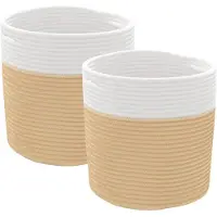 vidaXL Opbergmanden 2 st Ø 28x28 cm katoen beige en wit