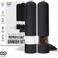 Infinity Goods Elektrische Peper- En Zoutmolen Set - Pepermolen - Zoutmolen - Verstelbare Maalgraad - Kruidenmolen - Zwart