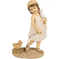 Clayre & Eef Beeld Meisje 15 cm Beige Polyresin Beige
