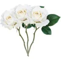 Mica Decorations Kunstbloem roos Emy - 3x - creme - 31 cm - kunststof steel - bloemen - Kunstbloemen