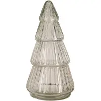 Clayre & Eef Glazen potje Kerstboom Ø 11x21 cm Transparant Glas Voorraadpot Deksel Transparant Voorraadpot Deksel