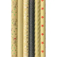 Benza Christmas kraft cadeaupapier - Kerstpapier inpakpapier voor Kerst - 3 meter x 70 cm - 6 rollen