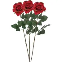 Mica Decorations Kunstbloem roos Emily - 3x - rood - 66 cm - kunststof steel - Kunstbloemen