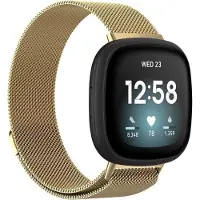 Shop4 - Fitbit Versa 4 Bandje - Fitbit Versa 3 Bandje - Fitbit Sense 2 Bandje - Fitbit Sense Bandje - Small Metaal - Goud