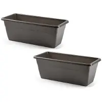 PlasticForte Plantenbak - 4x stuks - antraciet grijs - rechthoek - 40 x 18 x 15 cm - Bloembakken - voor binnen/buiten