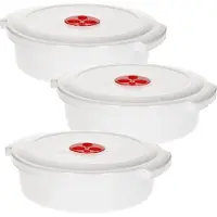 PlasticForte Plastic Forte Magnetronschaal met deksel/ventiel - 3x - 1L - wit - kunststof - laag model