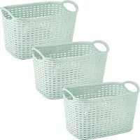 PlasticForte opbergmand/kastmandje - 3x - 6,4 liter - mintgroen - kunststof - 19 x 29 x 18 cm