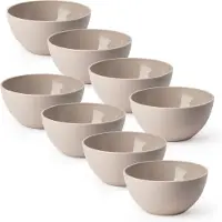 PlasticForte Schaaltjes - 8x - kunststof - kommetjes - dessert/ontbijt - D14 x H6 cm - taupe