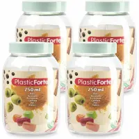 PlasticForte Voorraadpot/bewaarpot - 4x - 750 ml - kunststof - mint groen - B9 x H15 cm