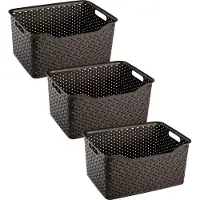 PlasticForte opbergmand/kastmandje - 3x - 18 liter - donkerbruin - kunststof - 29 x 39 x 19 cm