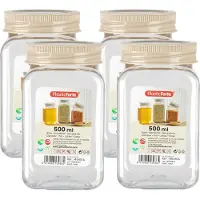 PlasticForte Voorraadpot/bewaarpot - 4x - 500 ml - kunststof - beige - B7 x H13 cm