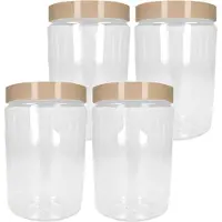 PlasticForte Voorraadpot/bewaarpot - 4x - 1.25L - kunststof - beige - B10 x H20 cm