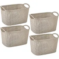 PlasticForte opbergmand/kastmandje - 4x - 6,4 liter - beige - kunststof - 19 x 29 x 18 cm