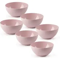 PlasticForte kommetjes/schaaltjes - 6x - dessert/ontbijt - kunststof - D17 x H8 cm - roze - BPA vrij