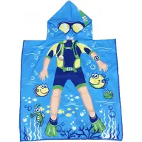ECarla Strandlaken Duiker - Lichtblauw - Badponcho - Badcape - Kinderdoek - Omslagdoek kinderen - Handdoek - Beach cape