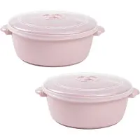 PlasticForte Magnetronschaal met deksel/ventiel - 2x - 1,5L - lichtroze - kunststof - BPA vrij