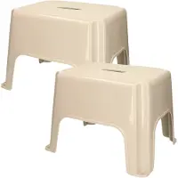 PlasticForte Keukenkrukje/opstapje - 2x - Handy Step - beige - kunststof - 40 x 30 x 28 cm
