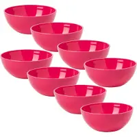 PlasticForte kommetjes/schaaltjes - 8x - dessert/ontbijt - kunststof - D12 x H5 cm - fuchsia roze - BPA vrij