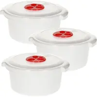 PlasticForte Plastic Forte Magnetronschaal met deksel/ventiel - 3x - 1L - wit - kunststof - hoog model